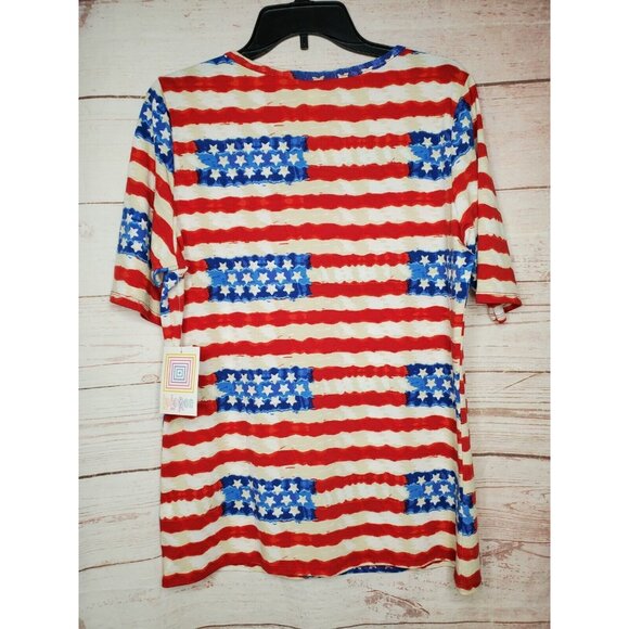Rare LuLaRoe GiGi 2XL Women’s Shirt – Patriotic Flag Graphic Design Poly/Spandex - Picture 5 of 12